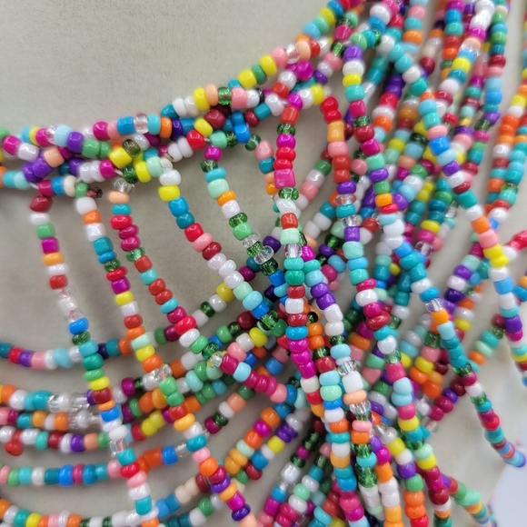 Colorful Beaded Statement Necklace / Bib Style and Candy Colored. - Picture 3 of 5